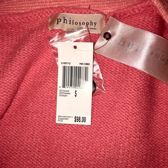 NWT Philosophy knit pink melon button front cardigan - Picture 5 of 7